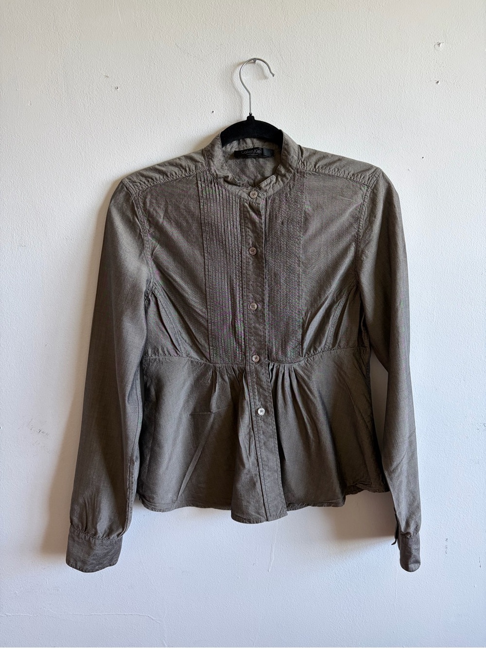 Vintage 90s Y2K Calvin Klein Collection Silk Cashmere Blouse Top Shirt 6